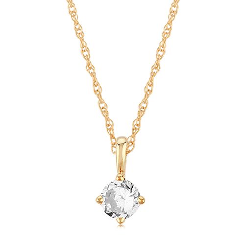 14K Gold 4mm Cubic Zirconia Necklace - 05-812-04