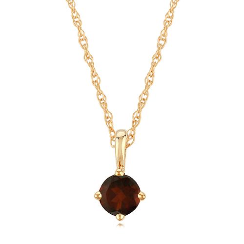 14K Gold 4mm Garnet Necklace - 05-812-01