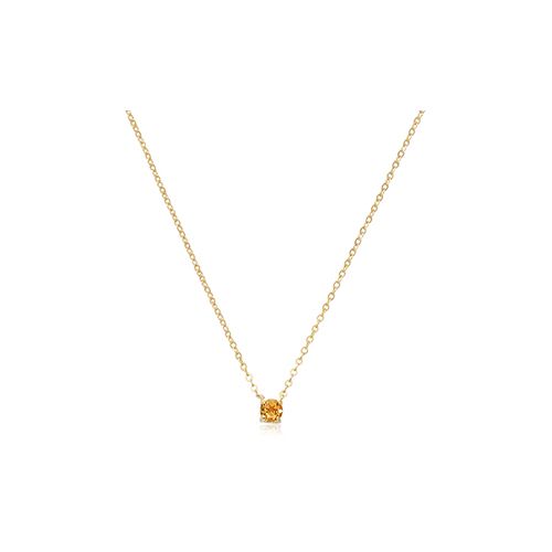 14K Gold 4mm Gen Citrine Necklace