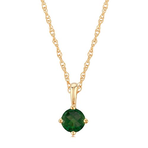 14K Gold 4mm Gen Emerald Necklace - 05-812-05