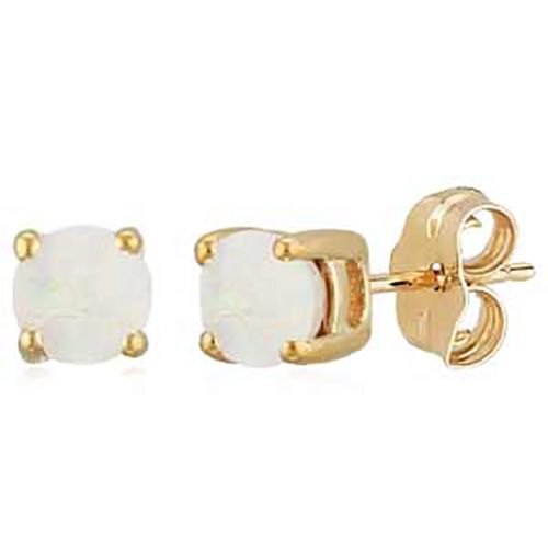 14K Gold 4mm Opal Earrings