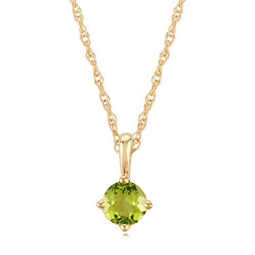 14K Gold 4mm Peridot Necklace - 05-812-08