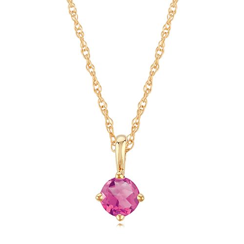 14K Gold 4mm Pink Tourmaline Necklace - 05-812-10