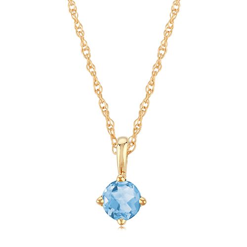 14K Gold 4mm Sky Blue Topaz Necklace - 05-812-03