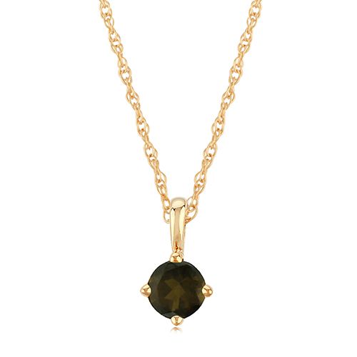 14K Gold 4mm Smokey Quartz Necklace - 05-812-06