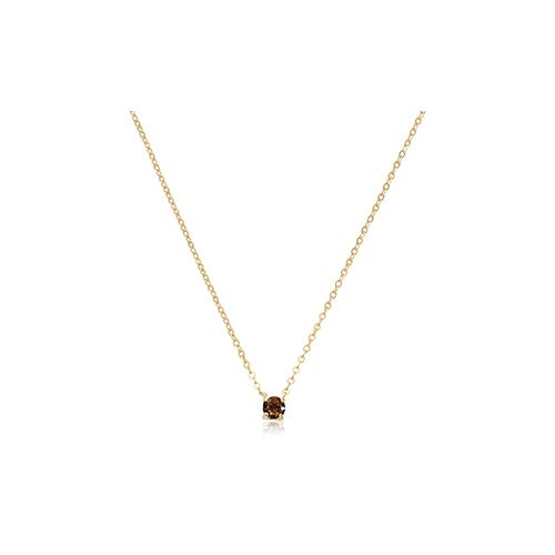 14K Gold 4mm Smokey Quartz Necklace