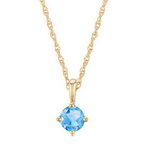 14K Gold 4mm Swiss Blue Topaz Necklace - 05-812-12