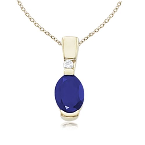 14K Gold 8 x 6 Amethyst with .04 Diamond Pendant