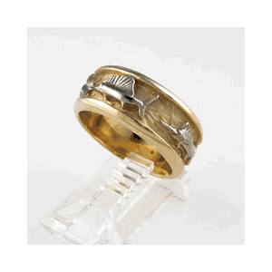 14k Gold 8mm Slam Ladies 3 Fish Ring - 734 L