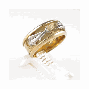 14k Gold 8mm Slam Men's 3 Fish Ring - 734 M