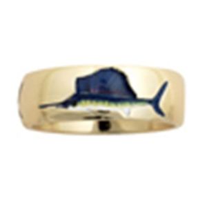 14k Gold 8mm You Choose 3 Fish Enamel Ring - 720 YCE