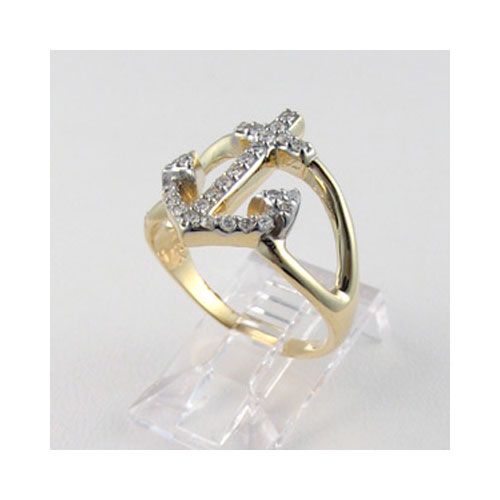 14k Gold Anchor with Diamond Ring - 756 D