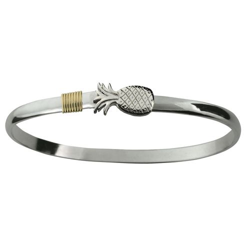 Pineapple Hook Bracelet - Sterling Silver & 14K Gold 4mm 7 Inch
