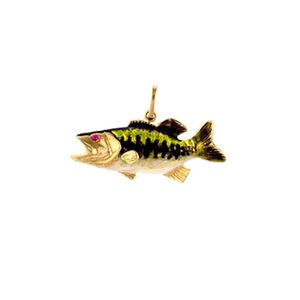 14k Gold Bass Enamel Pendant - 005E