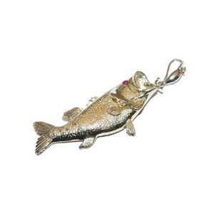 14k Gold Bass with Plug Pendant - 001