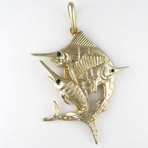 14k Gold Billfish Slam Pendant - 223
