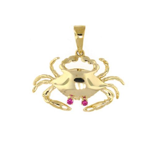 14k Gold Blue Crab Pendant - 129