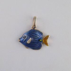 14k Gold Blue Tang Pendant - 253 E
