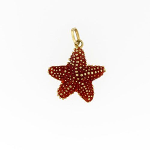 14k Gold Bumpy Starfish Large Enameled Pendant - 216 E