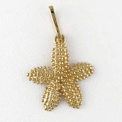 14k Gold Bumpy Starfish Medium Pendant - 215