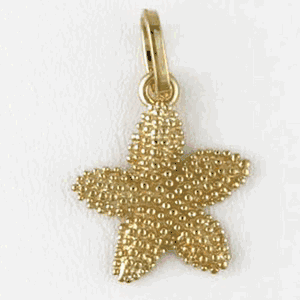 14k Gold Bumpy Starfish Small Pendant - 214
