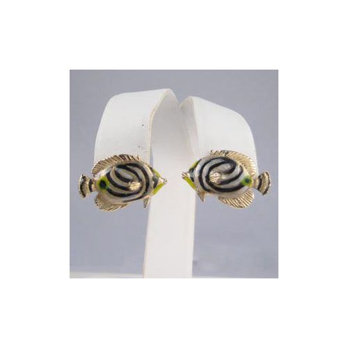 14k Gold Butterfly Fish Earrings - 663 E
