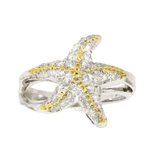 14k Gold Caribbean Sea Star with Diamond Ring - 778 D