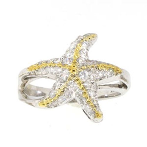 14k Gold Caribbean Sea Star with Diamond Ring - 778 D