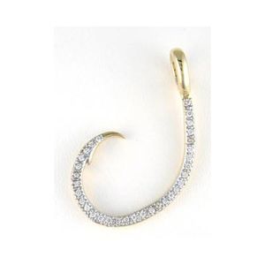 14k Gold Circle Hook with Diamond Pendant - 346 D