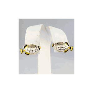 14k Gold Clown Trigger Fish Earrings - 664 E