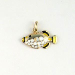 14k Gold Clown Trigger Fish Pendant - 257 E