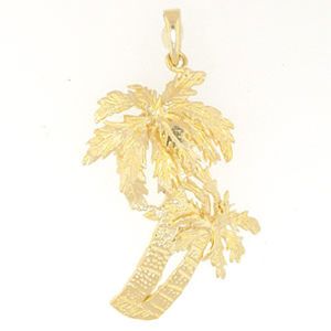 14k Gold Coconut Palm Tree Pendant - 340