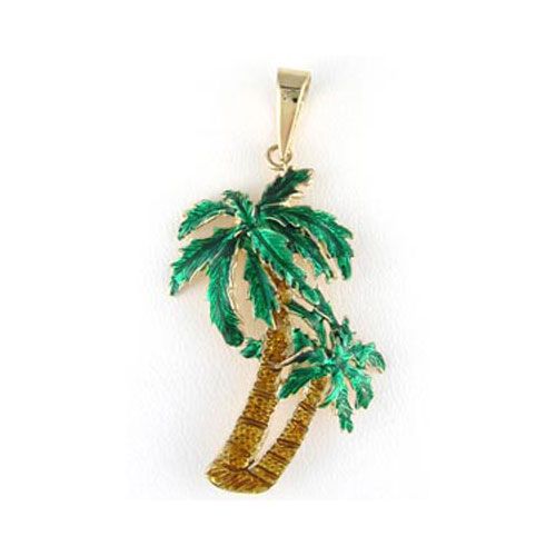 14k Gold Coconut Palm Trees Pendant - 340 E