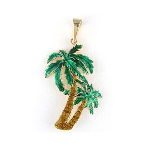 14k Gold Coconut Palm Trees Pendant - 340 E