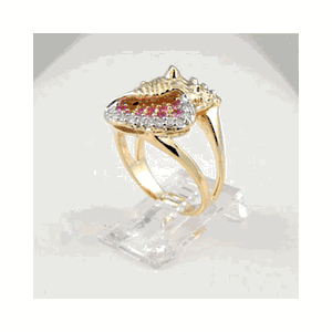 14k Gold Conch Diamond Sapphire Ring - 766 DS