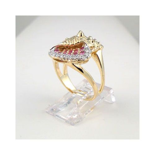 14k Gold Conch Diamond Sapphire Ring - 766 DS