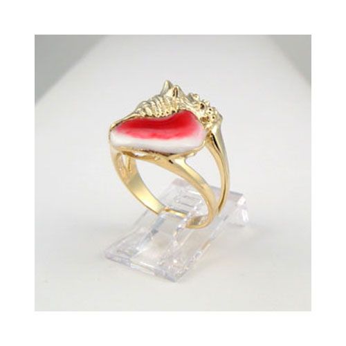 14k Gold Conch Enamel Ring - 766 E