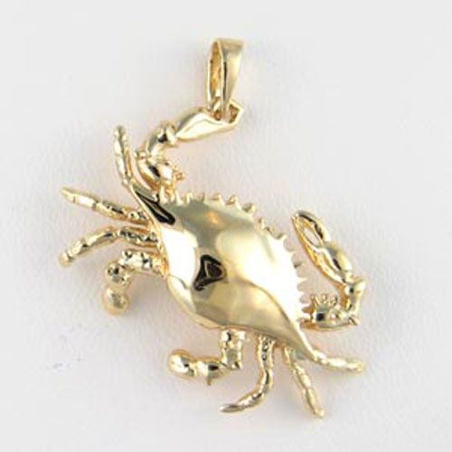 14k Gold Crab Claw Hanging Pendant - 290
