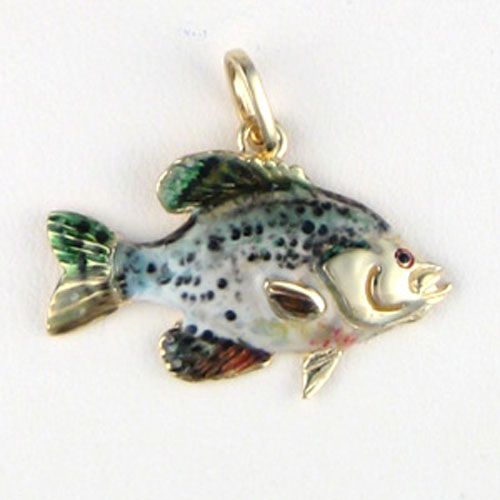 14k Gold Crappie Enamel Pendant - 028 E