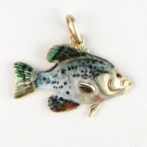 14k Gold Crappie Enamel Pendant - 028 E