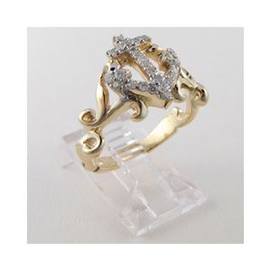 14k Gold Diamond Anchor with Side Waves Ring - 754 D