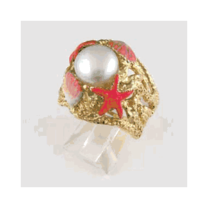 14k Gold Dome Branch Coral with Pearl Ring - 726 E