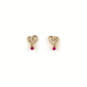 14k Gold Double Heart Hook Earrings - 635