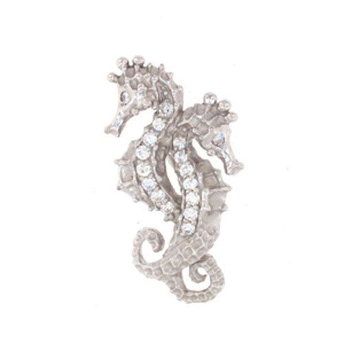 14k Gold Double Seahorse with Diamonds Pendant - 159 D