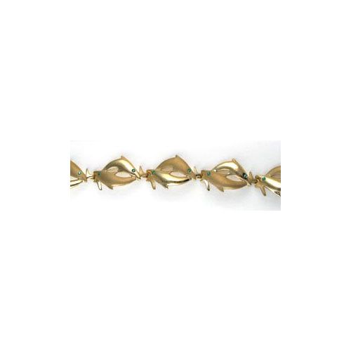 14k Gold Double Porpoise 7 Inch Bracelet - 573