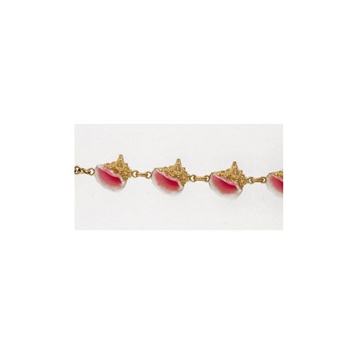 14k Gold Enamel Conch Medium 7 Inch Bracelet - 560