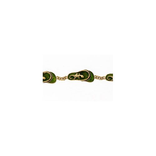 14k Gold Enamel Sandal 7 Inch Bracelet - 564