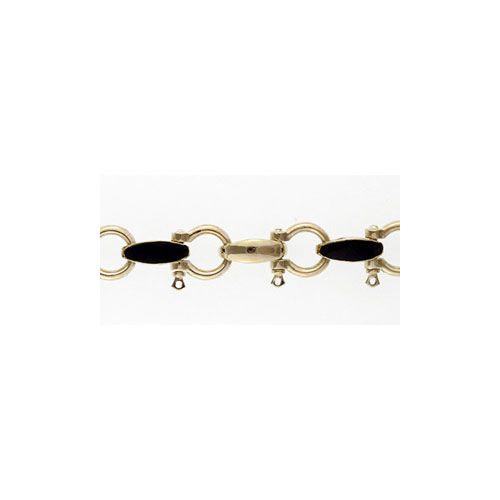 14k Gold Extra Large Shackle Inlay 9 Inch Bracelet - 520 I