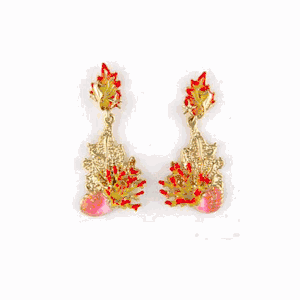 14k Gold Fan & Branch Coral with Shell Earrings - 642
