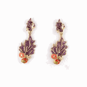 14k Gold Fan Coral with Sand Dollar & Shell Earrings - 644 A